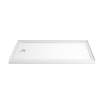 Gloss White Acrylic Shower Pan 32-in W x 60-in L Left Drain