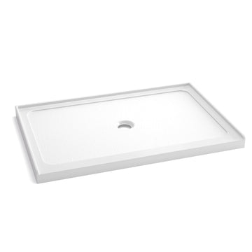 Gloss White Acrylic Shower Pan 32-in W x 48-in L Center Drain