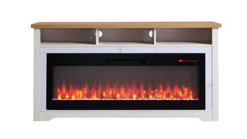 60 inch Fireplace TV Stand for TVs up to 70",with 50"smart Electric Fireplace,white
