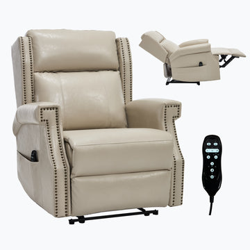 Grey Manual Recliner Chair in Faux Leather for Living Room with Heavy Duty Motion Mechanism 8 vibrating nodes and 3 massage modes