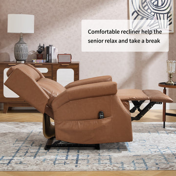 Beige Manual Recliner Chair in Faux Leather for Living Room with Heavy Duty Motion Mechanism 8 vibrating nodes and 3 massage modes