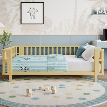 Full Size Fence Bed with Iron and Plywood Construction and Three-Sided High Fence