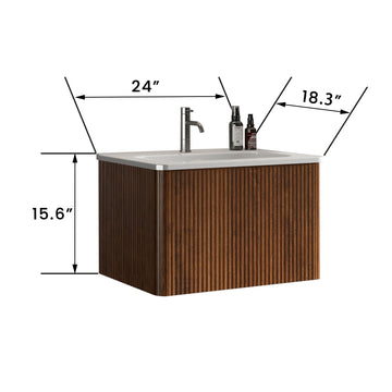 Integrated glossy white ceramic basin drain and faucet not included