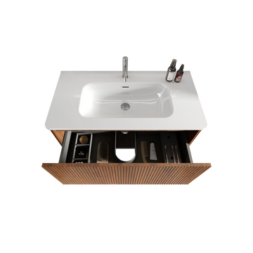 Integrated white ceramic basin drain assembly not included