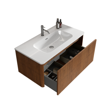 Integrated white ceramic basin drain assembly not included