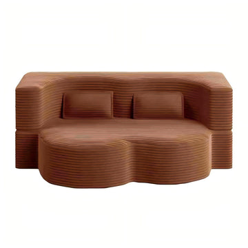 Modern Floor Sofa with 2 Pillows,Convertible Plush Corduroy Foam-Filled Sleeper Sofa Bed,78 Inch Full Size Folding Mattress for Living Room