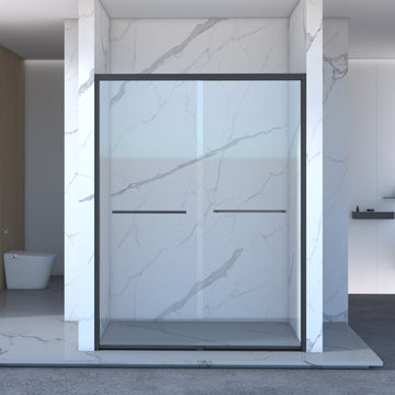 56-60 in. x70 in. Aluminum Frame Double Sliding Shower Door, 5/16 in. Clear Tempered Glass, Matte Black Hardware, Bypass Shower Enclosure