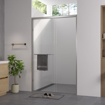 44-48 in. x76 in. Aluminum Frame Double Sliding Shower Door, 1/4 in. (6mm) Clear Tempered Glass, Chrome Hardware, Bypass Shower Enclosure