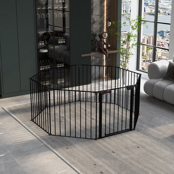200 Inch Configurable Pet Playpen with Walk Through Door 8 Panels for Indoor Yard