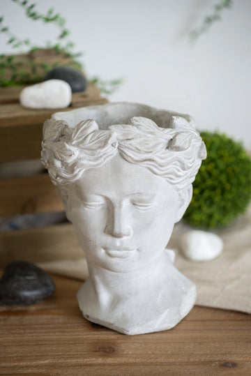 Greek Style Cement Head Planter Indoor Outdoor