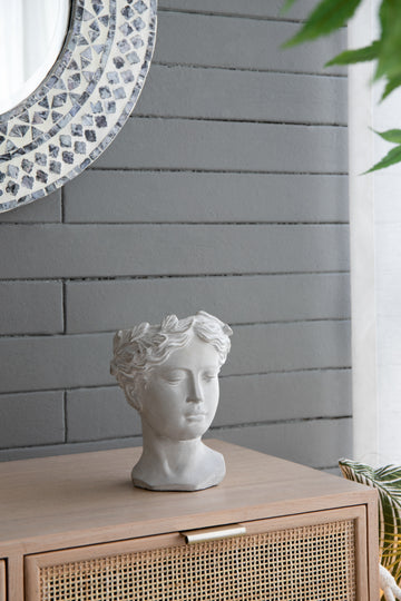 Greek Style Cement Head Planter Indoor Outdoor