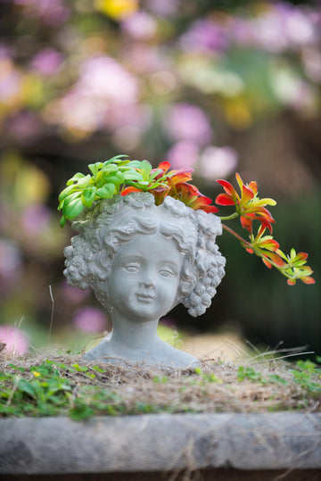 Cement Bust Wall Planter Indoor Outdoor Home Garden