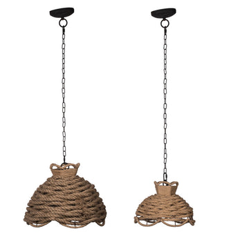 One set of Rustic Industrial Rope Woven Chandelier Hemp Rope Shade Iron Frame