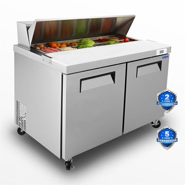 Silver Sandwich Salad Prep Table Refrigerator 48.4-in L x 31.5-in W x 45.1-in H ETL Approved