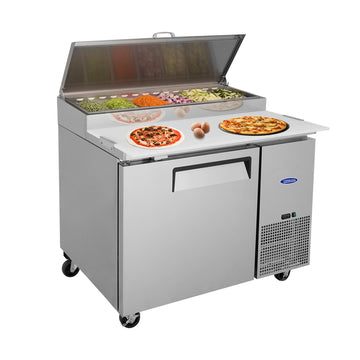 Silver Pizza Prep Table Refrigerator 11 Cu.ft 44.3-in L x 32.3-in W x 41.8-in H ETL Approved