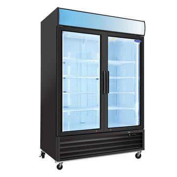 Black Frame Glass Door Freezer 44.7 Cu.ft Swing Door 53.94-in L x 33.54-in W x 82.95-in H LED Panel