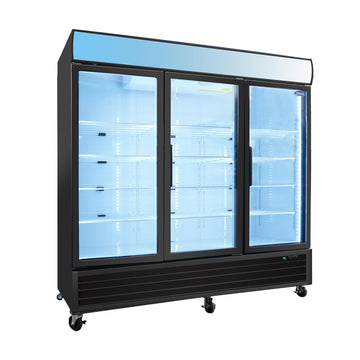 Black Frame Glass Door Freezer 70 Cu.ft Swing Door 80.7-in L x 33.5-in W x 83.0-in H LED Panel Commercial