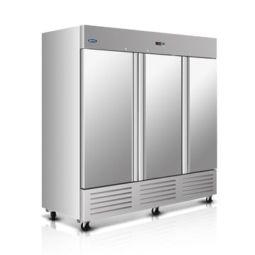 Silver Commercial Reach In Refrigerator 72 Cu.ft 3 Solid Door 80.7-in L x 29.1-in W x 82.9-in H ETL Approved