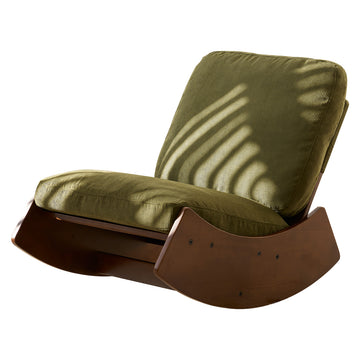Comfortable Glider Rocking Chair with Solid Wood Frame, Corduroy Upholstery Accent Nursery Reading Chair for Bedroom Living Room Green