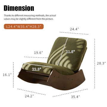 Comfortable Glider Rocking Chair with Solid Wood Frame, Corduroy Upholstery Accent Nursery Reading Chair for Bedroom Living Room Green