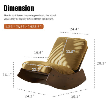 Comfortable Glider Rocking Chair with Solid Wood Frame, Corduroy Upholstery Accent Nursery Reading Chair for Bedroom Living Room Orange