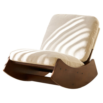Comfortable Glider Rocking Chair with Solid Wood Frame, Corduroy Upholstery Accent Nursery Reading Chair for Bedroom Living Room White