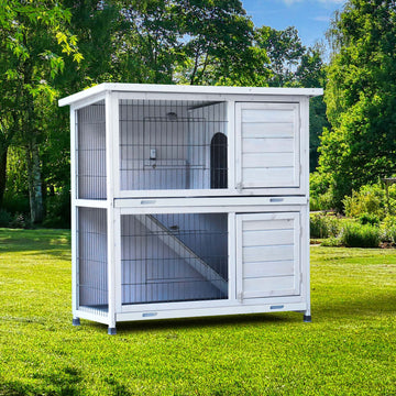 Spacious Rabbit Hutch with Deep Slide-Out Tray