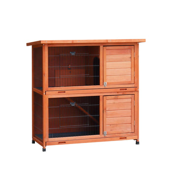 Two-Story Rabbit Hutch with Easy-Clean Trays