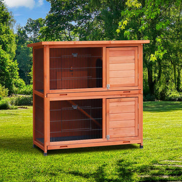 Two-Story Rabbit Hutch with Easy-Clean Trays