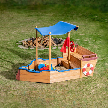 Wooden Toy Box with Canopy and Realistic Decor