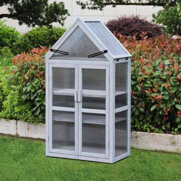 Compact Cedar Greenhouse with Adjustable Roof