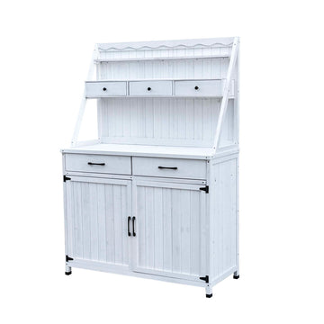 Farmhouse Potting Bench with Storage Drawers