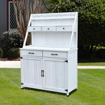 Farmhouse Potting Bench with Storage Drawers