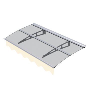 Door Window Awning Canopy W59 InchesxD34 Inches Made of 0.137Inch /3.5mm Thick Virtually Crystal Solid Polycarbonate Sheet with Polyester Valance for Wooden House.