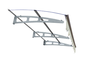Door Window Awning Canopy Made of 0.137Inch Thick Crystal Solid Polycarbonate Sheet and Aluminum Alloy with Valance in size of 79 Inches Wide x 34 Inches Deep for Masonry Concrete Wall House only