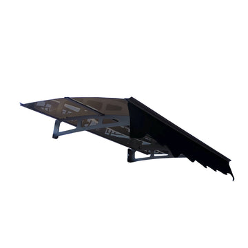 Door Window Awning Made of 0.137 Inch Thick Crystal Solid Polycarbonate Sheet and Aluminum Alloy with Valance in size 59 Inches Wide x 34 Inches Deep for Masonry Concrete Wall House