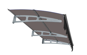 Door Window Awning Canopy Made of 0.137 Inch Thick Crystal Solid Polycarbonate Sheet and Aluminum Alloy with Valance in size of 79 Inches Wide x 34 Inches Deep for Masonry Concrete Wall