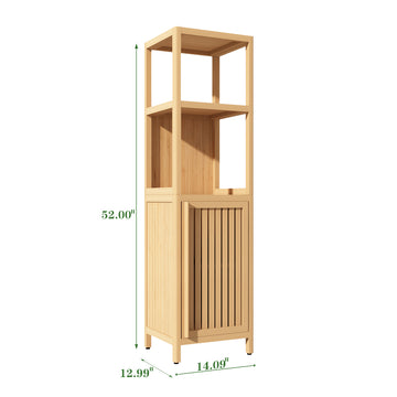 Large Capacity Bamboo Storage Cabinet with Doors and Shelves Multifunctional Organizer for Bathroom Living Room and Small Spaces Natural