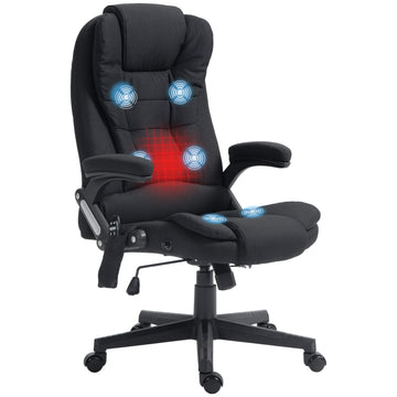 6 Point Vibrating Massage Office Chair with Lumbar Heat Black