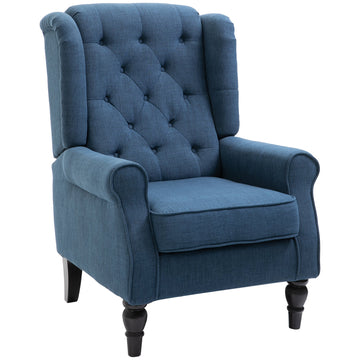 Button-Tufted Accent Chair with High Wingback Rounded Cushioned Armrests