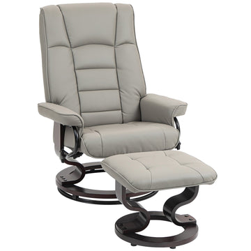 Recliner with Ottoman Swivel Recliner Chair Faux Leather with High Back