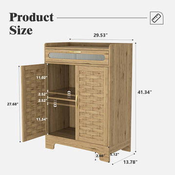 Modern Farmhouse Coffee Bar Cabinet with Drawer and Adjustable Shelf Barn Door Sideboard for Kitchen Dining Room Entryway