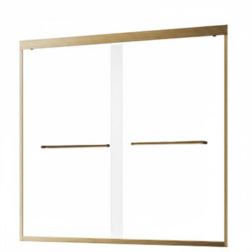 56-60" x 57" Sliding Tub Doors with Tempered Glass and Durable Rollers