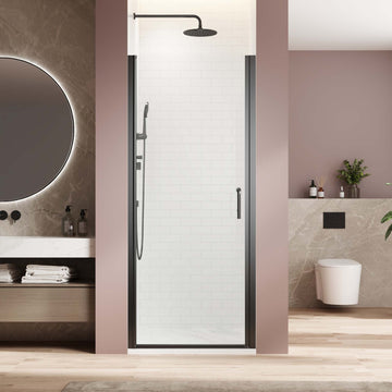 30" x 72" Frameless Pivot Shower Door with Waterproof Seal and Easy Installation