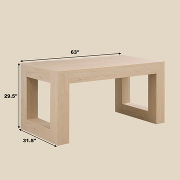 Farmhouse Rectangular Dining Table for 4 to 6 People with Sturdy Wood Legs MDF Tabletop for Kitchen Dining Room Living Room
