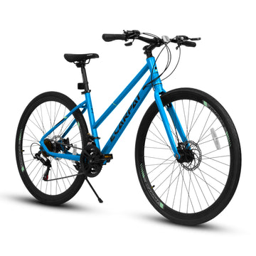 Road Bike with Aluminum Alloy Wheels, 21-Speed Gear System, Disc Brakes, Wide Tires – Ideal for Urban Commuting and Student Transportation