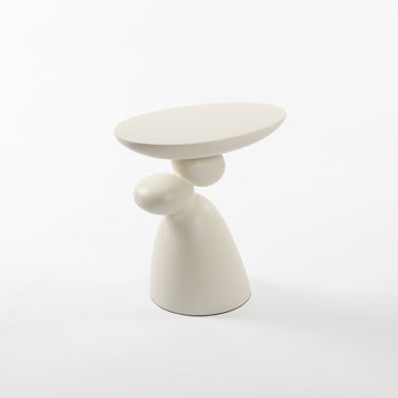 Lucky Stone Fiberglass End Table Modern Minimalist Side Table for Living Room and Bedroom