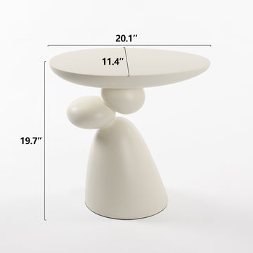 Lucky Stone Fiberglass End Table Modern Minimalist Side Table for Living Room and Bedroom