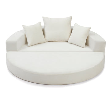 Convertible Corduroy Sofa Couch Bed Multi Functional Folding Futon Floor Lounge Sofa No Assembly Beige