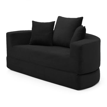 Convertible Corduroy Sofa Couch Bed Multi Functional Folding Futon Floor Lounge Sofa No Assembly Black